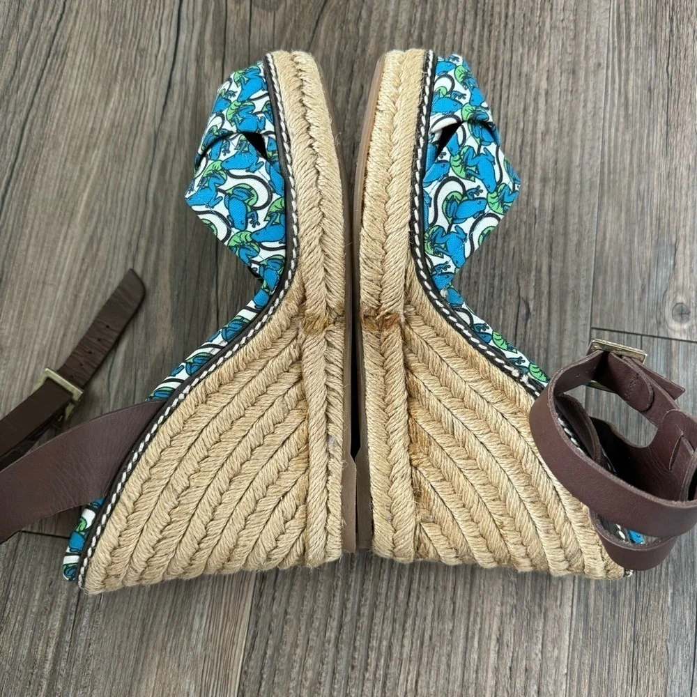 Tory Burch Frog & Lilypad Print Espadrilles Size 9